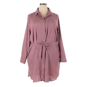 Daily Ritual XXL Mauve Shirtdress NWT Button Front Tie Waist Long Sleeve Midi